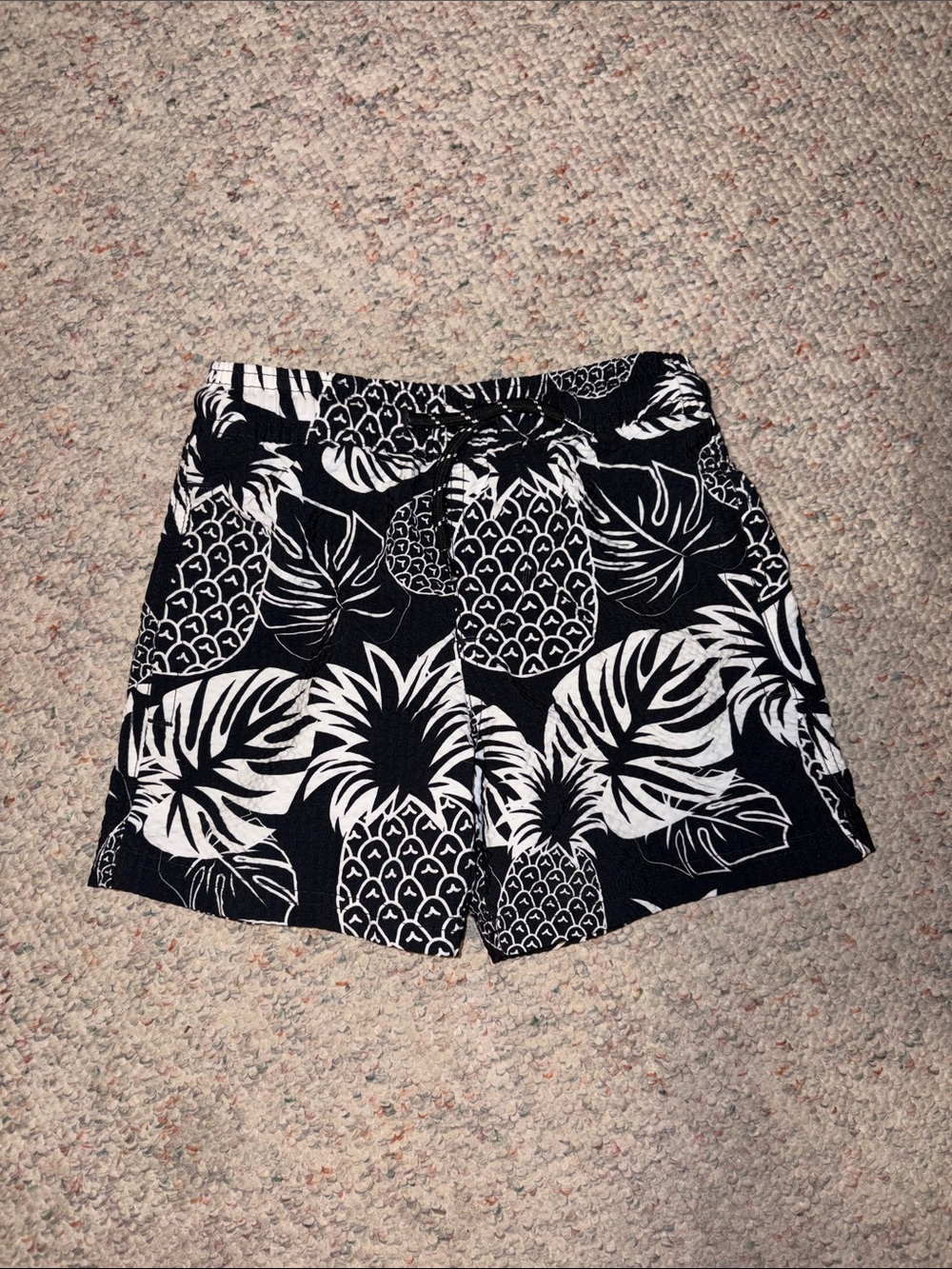 wonder nation Black and White Pineapple Swim Trunks